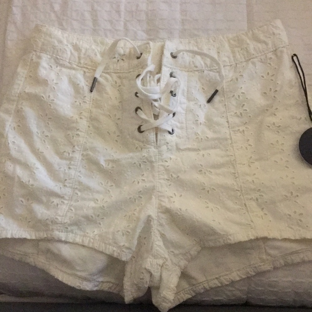 White lace shorts